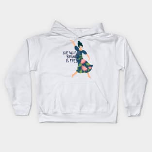 She who is brave is free Kids Hoodie
